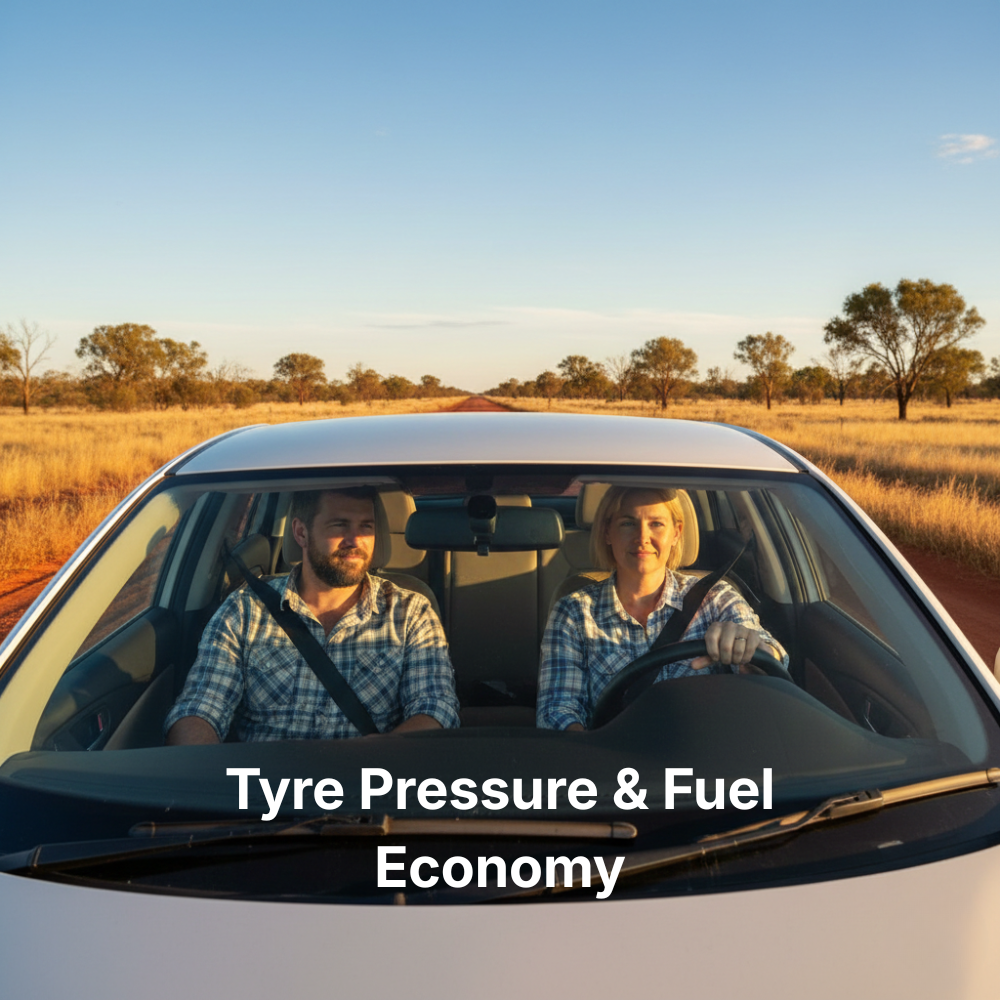 Couple driving on Australian outback road