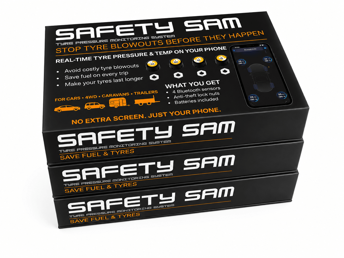 Tyre Pressure Monitoring System (TPMS) for Caravans, Trailers & 4WD - Safety Sam | Tyre Pressure Monitoring System