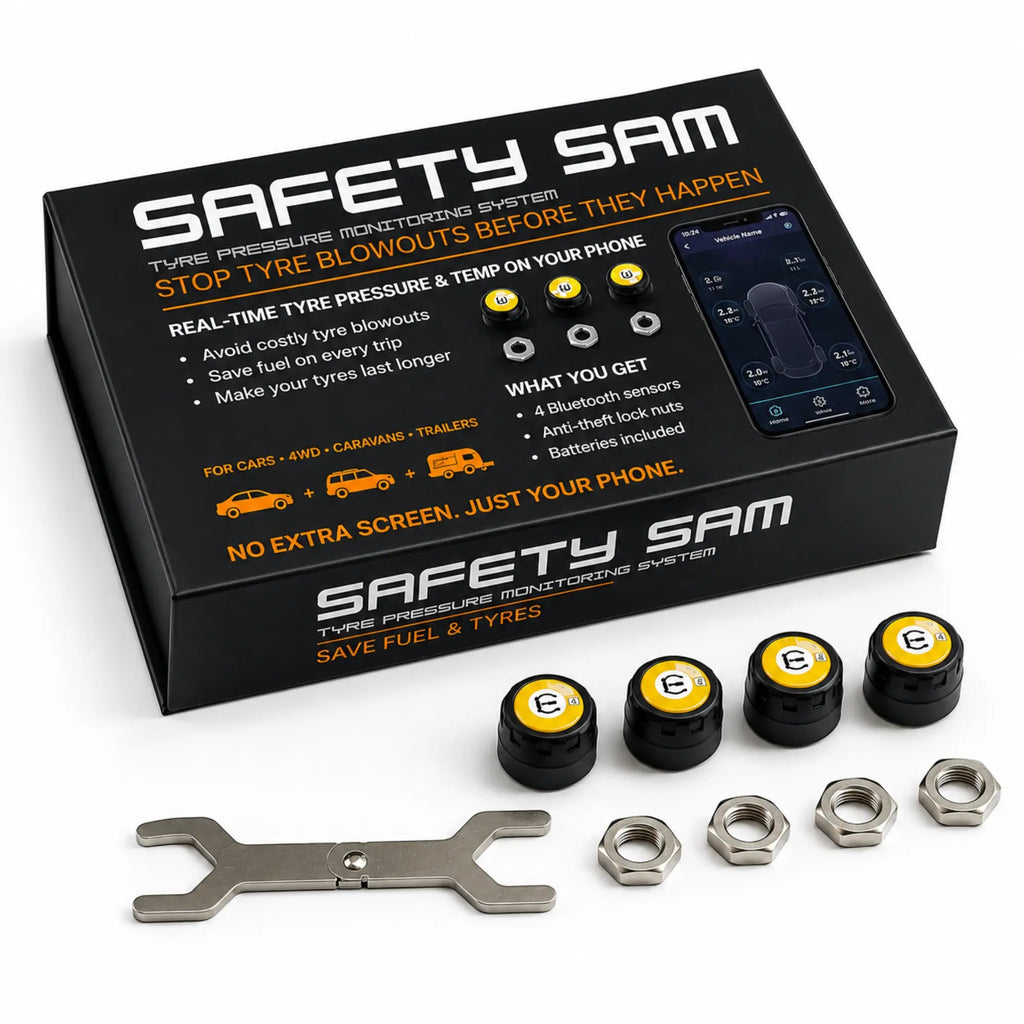 Tyre Pressure Monitoring System (TPMS) for Caravans, Trailers & 4WD - Safety Sam | Tyre Pressure Monitoring System